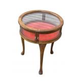 Curio Shadow Box Round Glass Display Accent Table