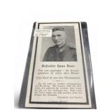 WWII Soldier Gefreiter Hans Aver Obituary Card