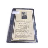 WWII Soldier Max Lindinger Obituary Card