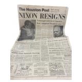 NIXON RESIGNS 1974 The Houston Post Newspaper