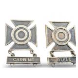 (2) Sterling WWII Army Marksmanship Badges