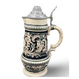 Vintage Beautiful Ceramic Beer Stein With Lid