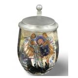 Rein Zinn Pewter Lid Hand Painted Glass Beer Stein