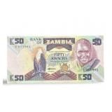 1986-1988 Zambia 50 Kwacha Circulated Banknote