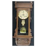 Antique Gilbert Clock Co. Calendar Wall Clock