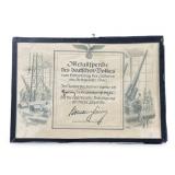 Certificate of Metal Donation German War Industry