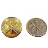 WW2 Army Signal Corps Brass Collar Disc Pin & W