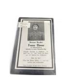 WWII Private Franz Ebner Obituary Card