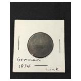 1874 German 1 Mark Coin
