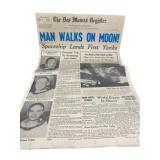 1969 Man Walks on Moon Newspaper