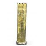WW1 1919 Trench Art Brass Artillery Shell W/ Stand