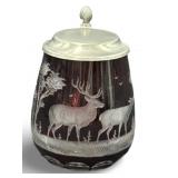 VGT BOHEMIAN CRYSTAL MUG BEER STEIN W/LID