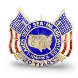 Vintage NMUA AFL/CIO 20 Yr Service Pin