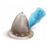 Metal Cabasset Helmet with Plume
