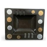 1950s Resin Ashtray with 10 World Coins Embedded