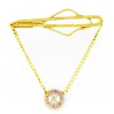 Vintage Gold Filled Tie Chain With Blue Emblem