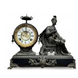 Ansonia Figural Mantel Clock W/Seated RomanSoldier