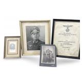 Vintage German Soldiers Framed Photos & Award