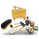 Vintage Wooden Shoe Shine Valet Box