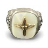 MENS WWII STERLING SILVER 12K GOLD PROP WING ARMY
