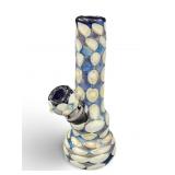 NWT Blue & White Glass Bong 8"