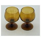 Vintage Mid Century Modern Amber Wine Glass