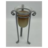 3 Scroll Legged Candle Holder With Candle