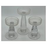 (3) Clear Glass Pillar Candle Holder Centerpiece