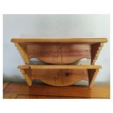 (2) Rustic Handmade Wood Shelves Howling Coyote
