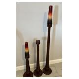 3 Wooden Decorative Candle Holders/ Stands