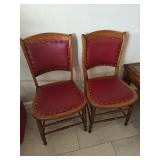 (2) Leather & Wood Chairs