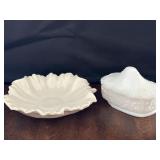Vintage Milk Glass Box & Candy Tray