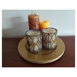 Candles w/ Gold Decorative Plates