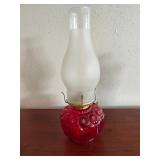 Cranberry Glass Hurricane Oil Lamp