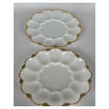2 VGT Anchor Hocking White Milk Glass Platters