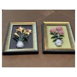 2 Beautiful 3D Flowers & Vase Framed