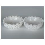 2 L E Smith Dessert Bowl White Milk Glass