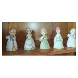 (5) Vintage Ceramic Bell Doll Figurines Jasco
