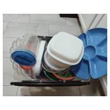 Large Bin of Plastic Serveware