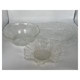 3 Glass Bowls & Serving Tray