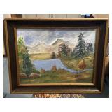 Mountain View Oil Painting Framed