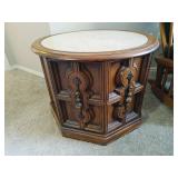 Mid Century Style Round Stone Inlay Table 26"