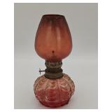 Small Glass Hurrican Oil Lamp Red