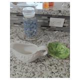 Glass Canister, Gravy Boat, Lettuce Dish