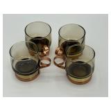 (4) Copper and Glass Espresso Demitasse Cups