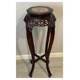 Hand Carved Chinese Red Cherry Marble Top Table