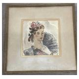 Vintage Anthony Victorian Lady Painting Framed
