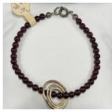 Beaded Natural Gemstone Sterling Bracelet