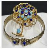 Gold Tone Bangle & Pin