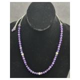 DMJ AMETHYST BEADED NECKLACE SILVER 925